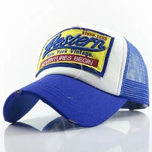 Blue and White Vintage Style Trucker Hat